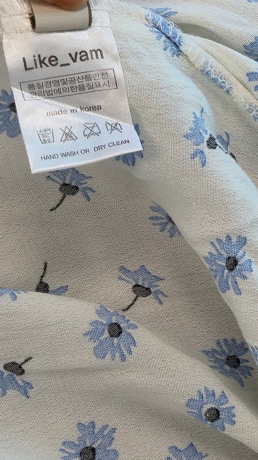 잔꽃 나시 롱 원피스 아이보리 블루 플라워 프릴 상품이미지4