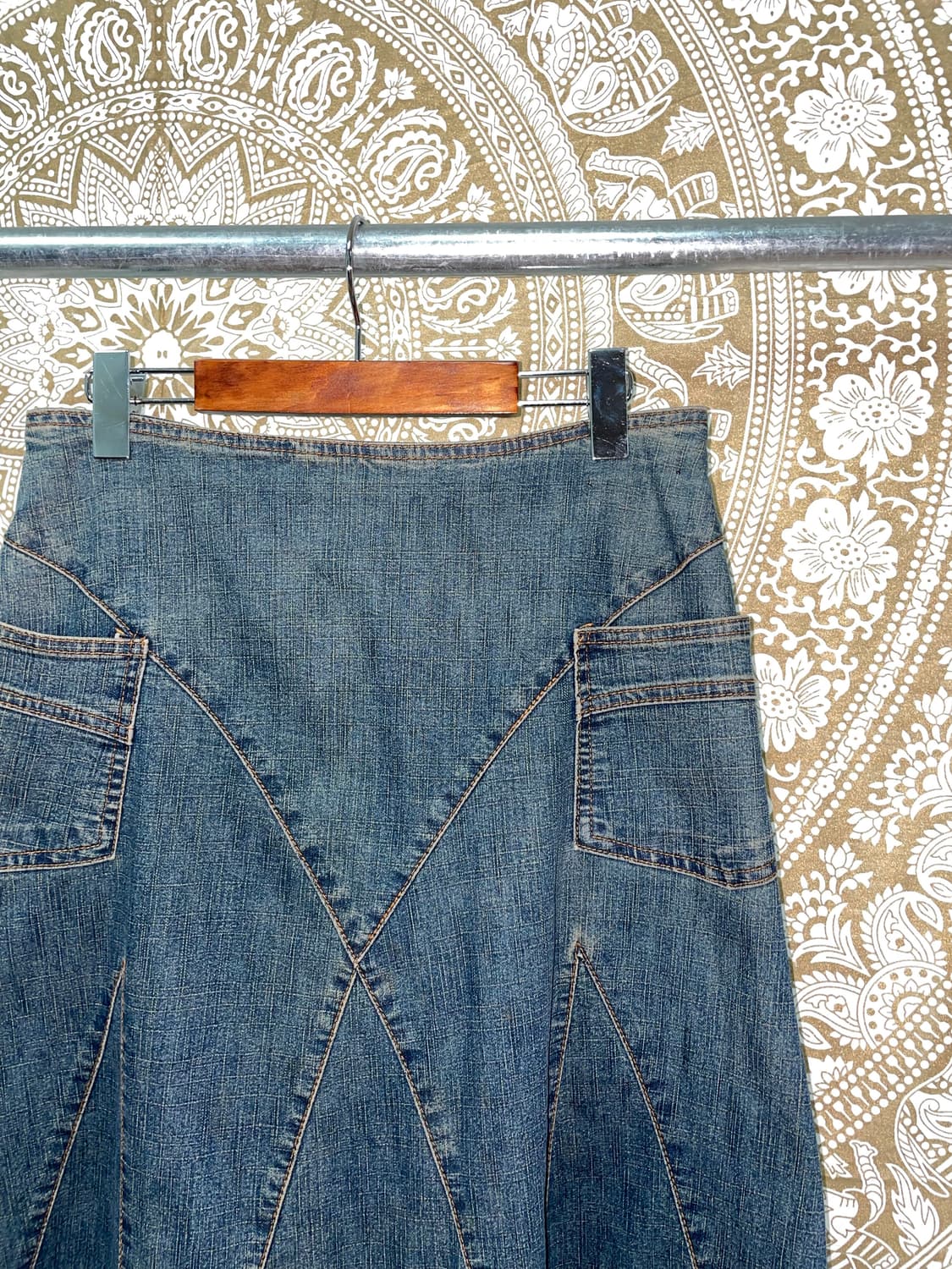 빈티지 절개 포켓 데님 롱 스커트  상품이미지4