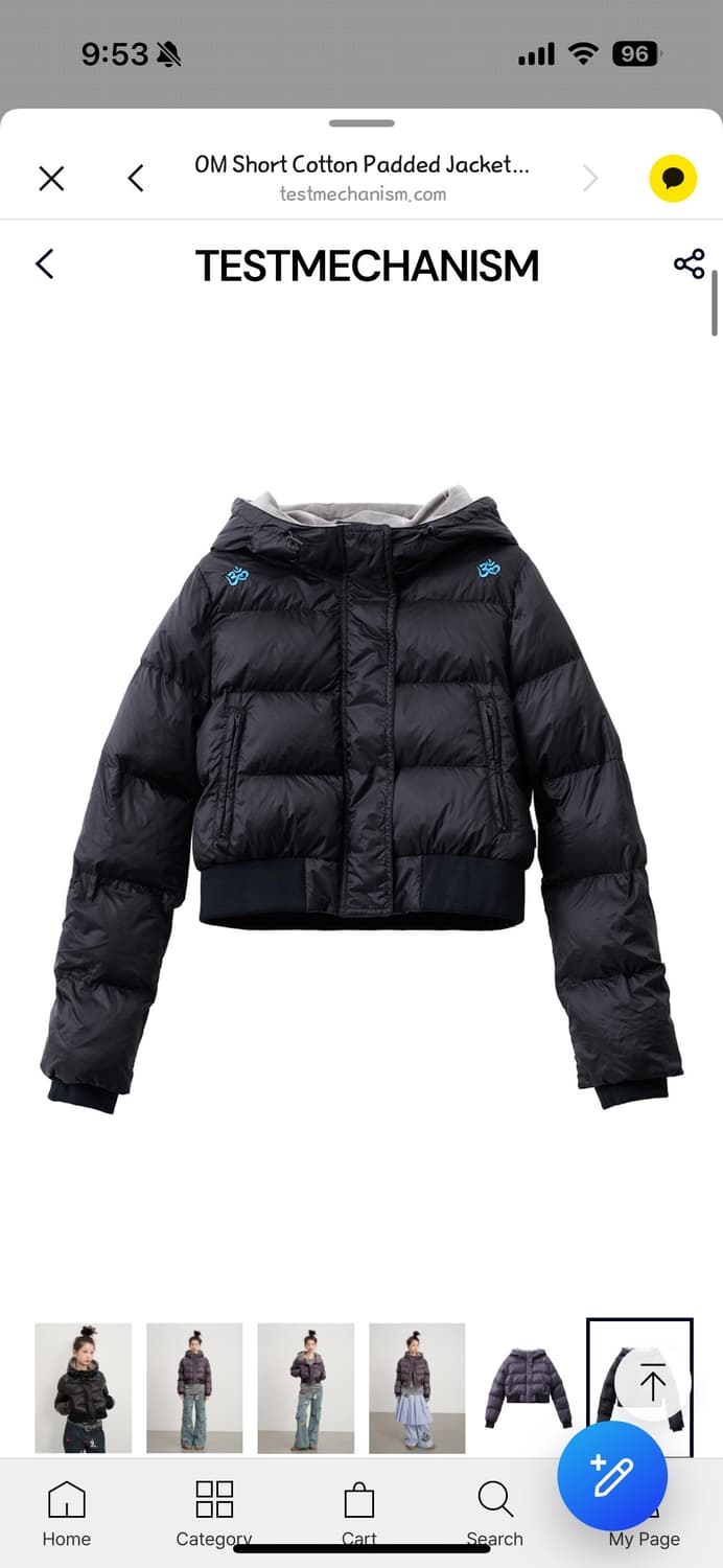 TESTMECHANISM 테스트메커니즘 숏패딩 블랙 M 상품이미지3