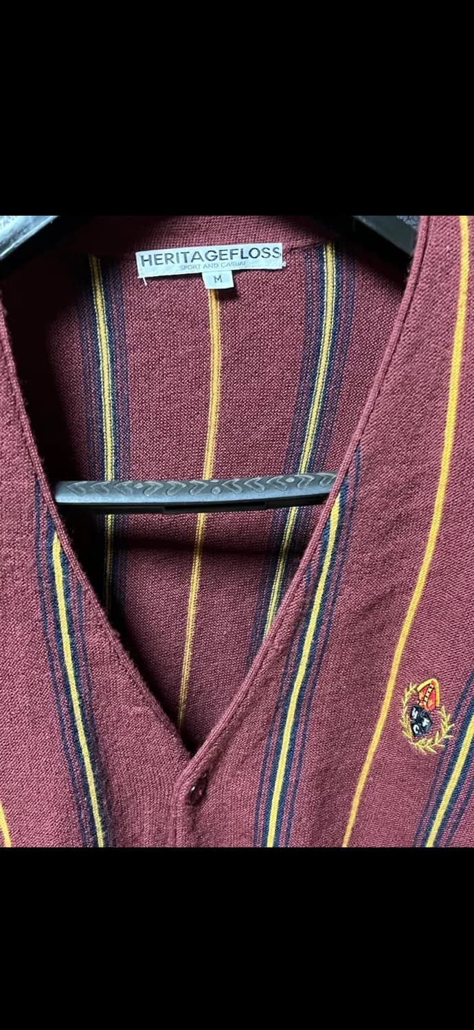 (M)헤리티지플로스 스트라이프 가디건 마룬 상품이미지2