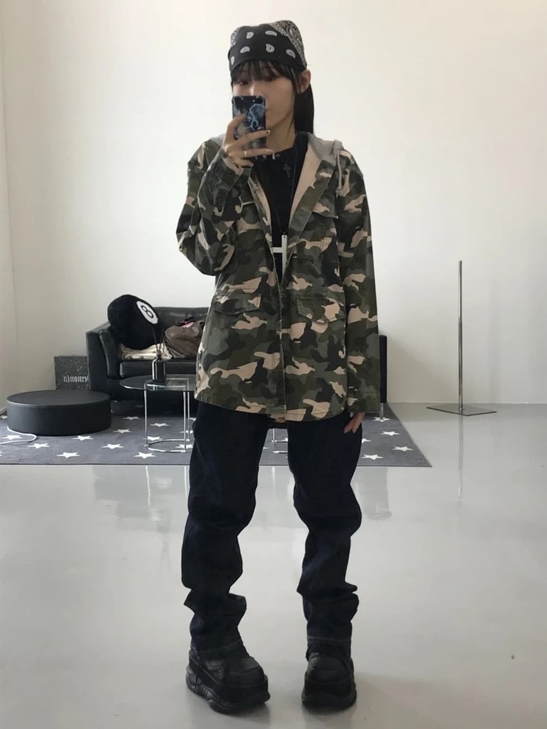 H&M 카키 후드집업 자켓 상품이미지1