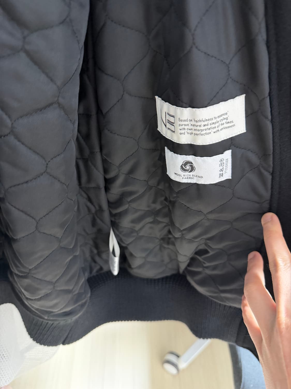 넌블랭크 니트 칼라 울블렌드 숏자켓 블랙 L 상품이미지7