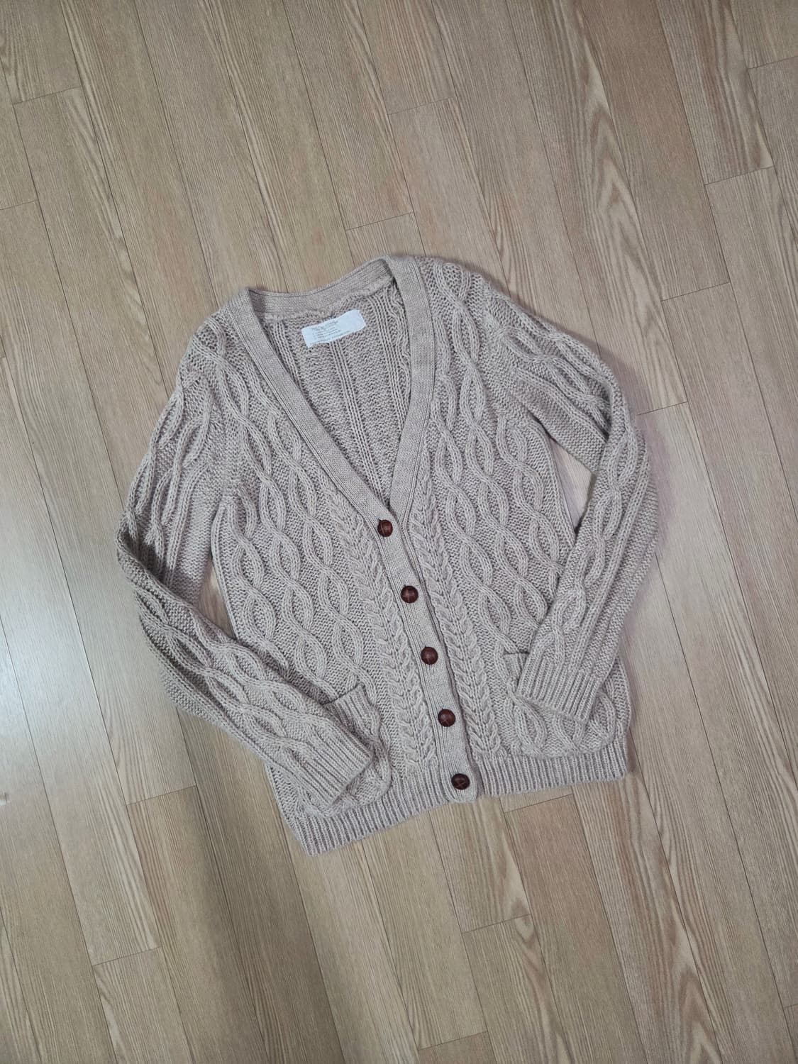 who's who Chico80s 복각베이지 짜임 카디건 상품이미지3