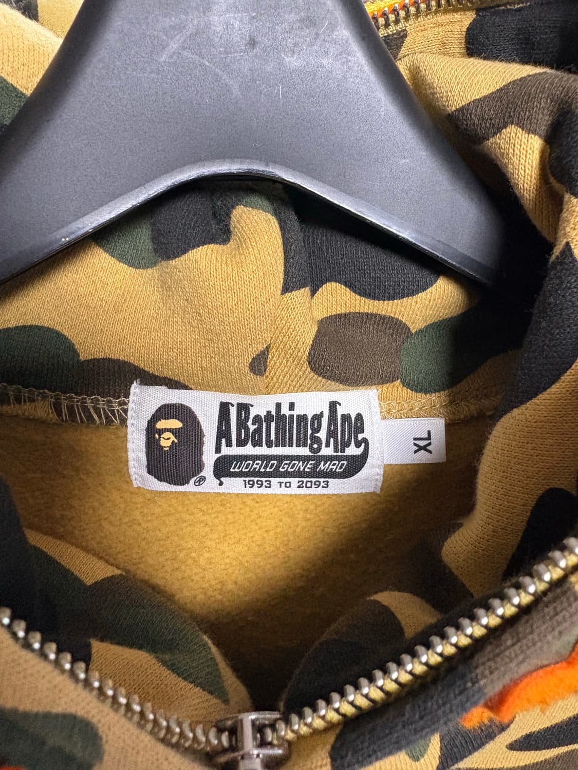 [XL] 베이프 옐로우 카모 타이거 풀 집업 후디 상품이미지3