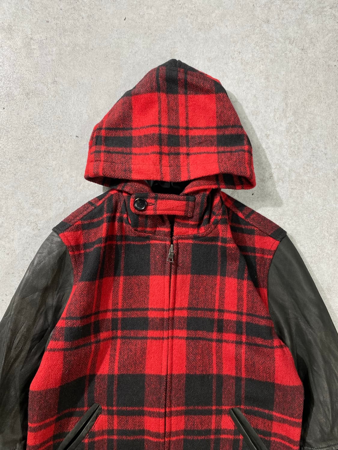 [M] Retro Grade 일본빈티지 투웨이 울 레더 후드집업 자켓 상품이미지2