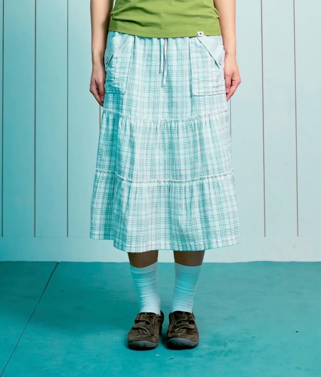 TCM frill pocket check skirt (green) 상품이미지1