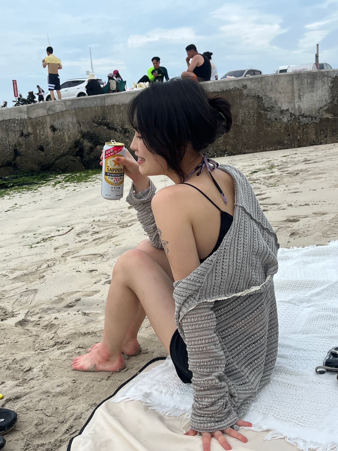 새상품)보헤미안 자가드 여름 후드가디건 살안타템 카키 상품이미지1
