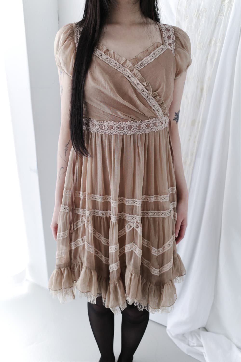 axes femme) shirring lace dress 상품이미지5