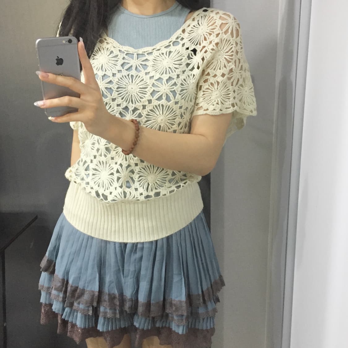 Forever21  레이스 플라워 패턴 레이어드 반팔 상품이미지3