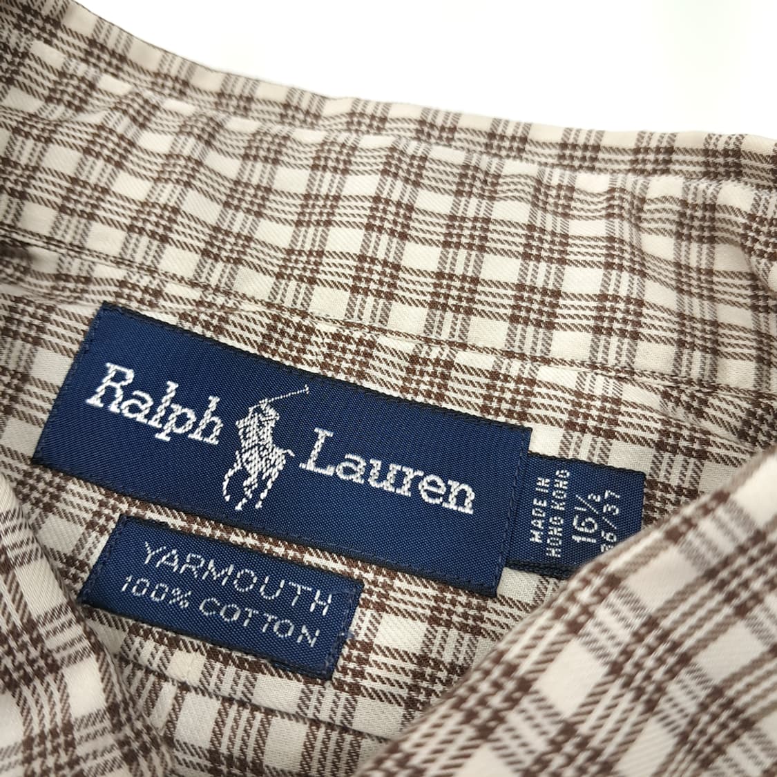 CL597 2XL 폴로 90s 홍콩판 태터솔체크 브라운 셔츠 남방 상품이미지3