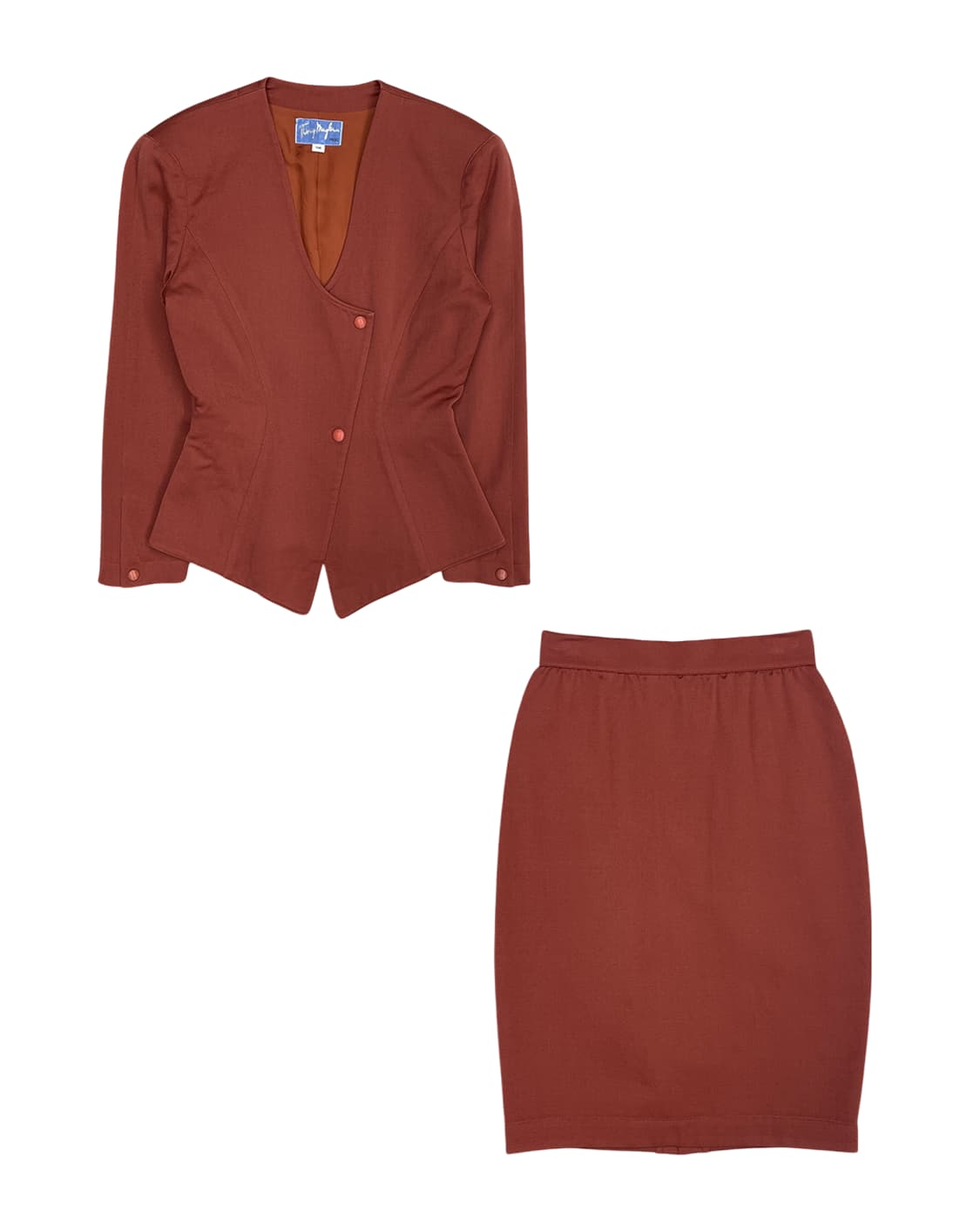 티에리 뮈글러 80s 패디드 숄더 블레이져 & 스커트 셋업 상품이미지4