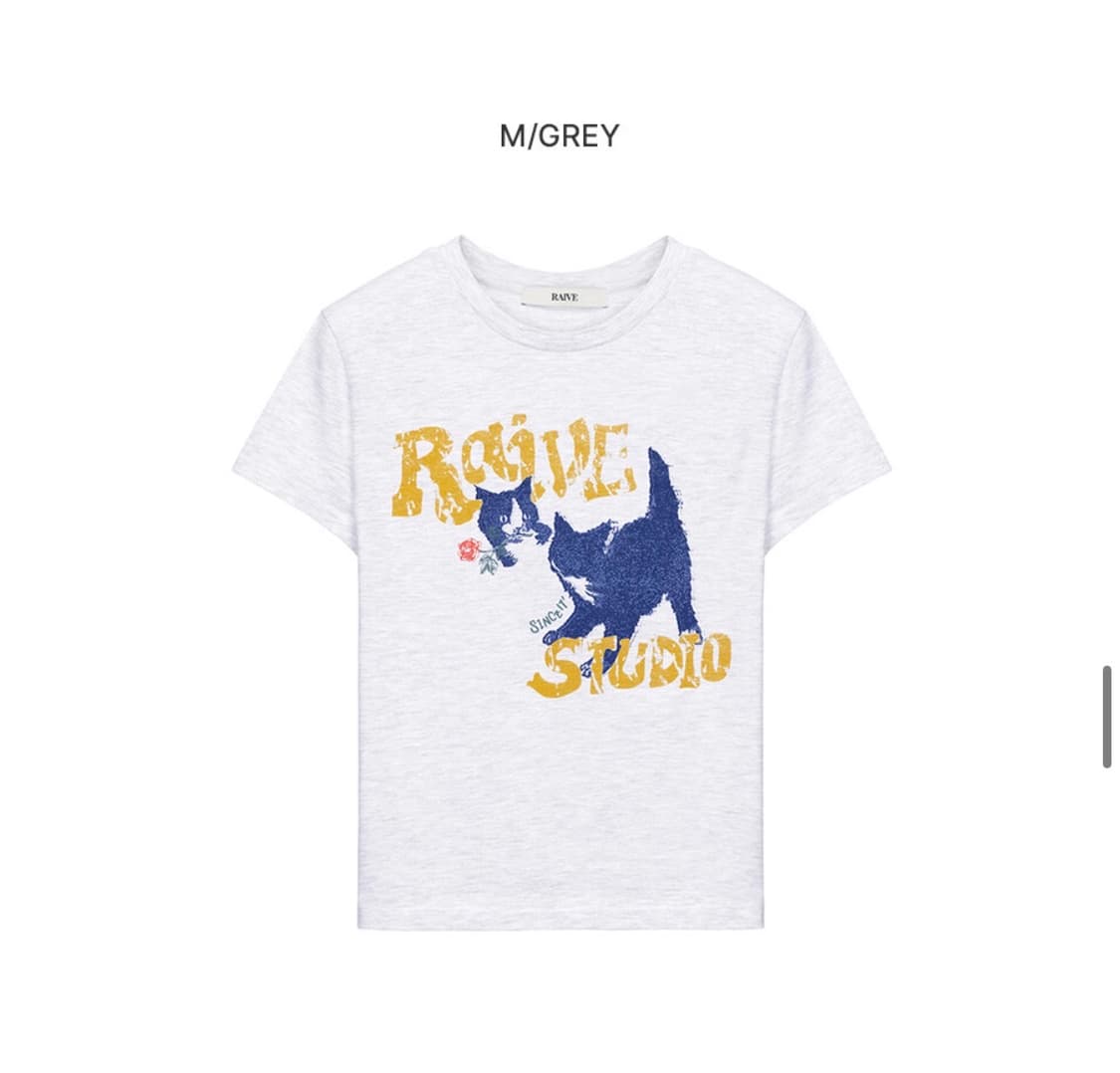 레이브 RAIVE Cat T-Shirt(멜란지 그레이) 상품이미지1
