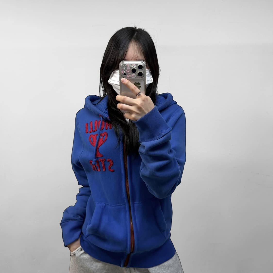 홀리스터 스펠 로고 후드집업 블루 상품이미지1