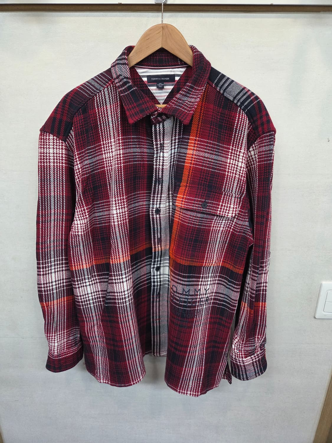 타미힐피거 레터링 플란넬 체크셔츠 자켓 xxl 상품이미지1