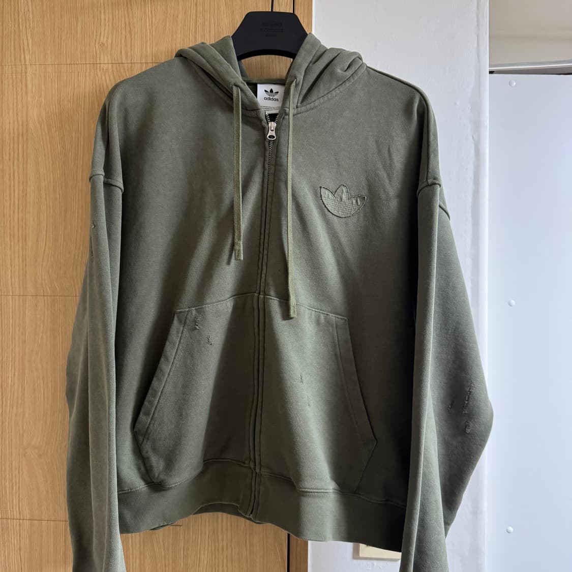 아디다스 워시드 후드 재킷 후드집업 카키 상품이미지4