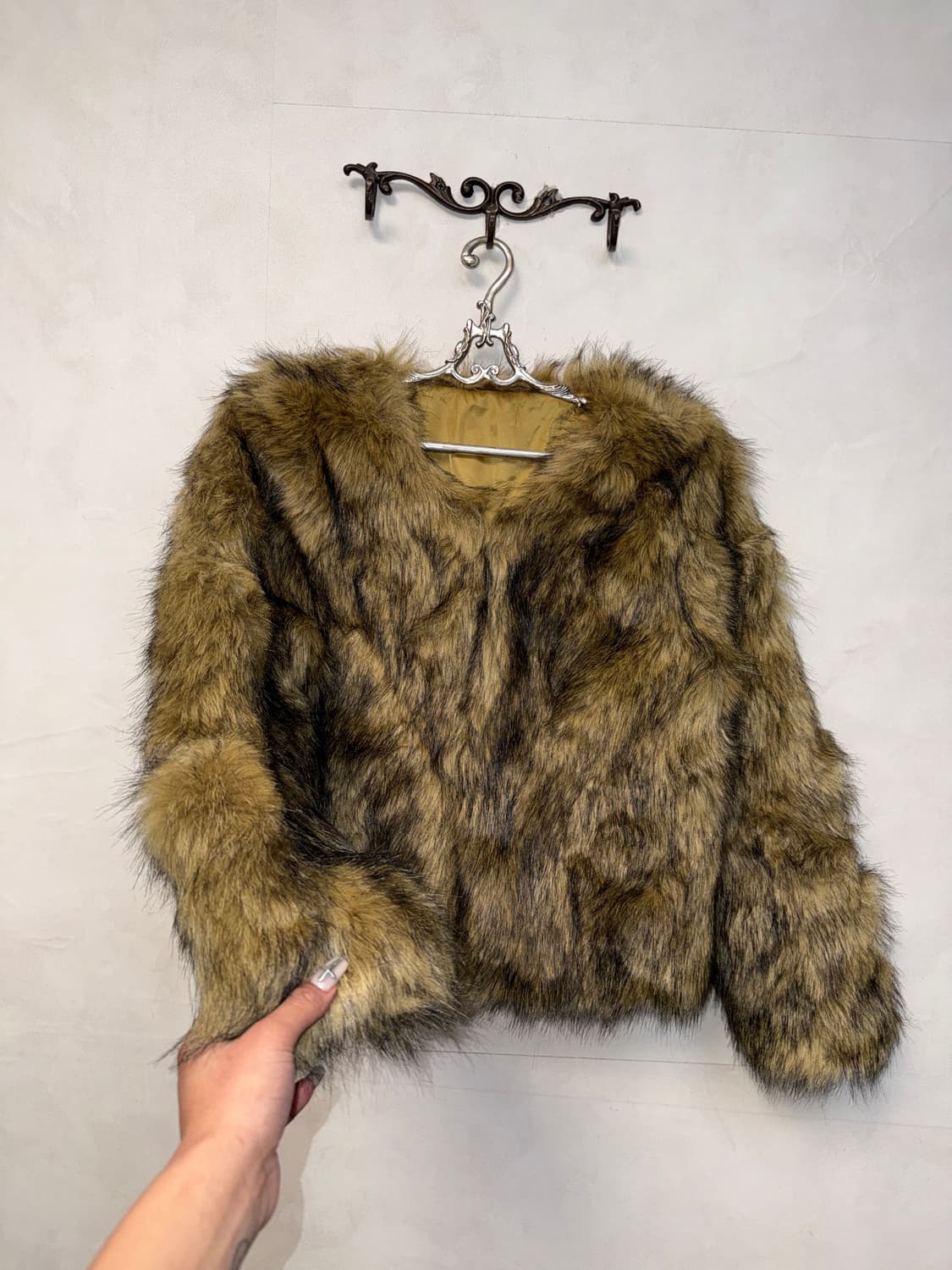 Mixed brown faux fur jacket  상품이미지4