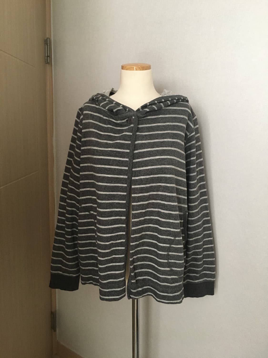 일본빈티지 하구미 바선생핏 너드 줄무늬 후드집업 모리걸 스즈코 단가라 상품이미지2