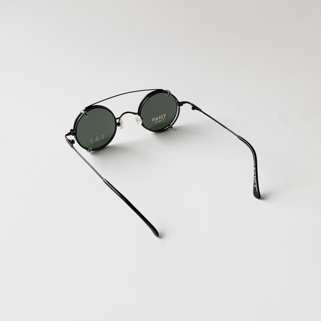 898 블랙 티탄 라운드 메탈 투웨이 안경 선글라스 Y2K 슬림 초경량 상품이미지5
