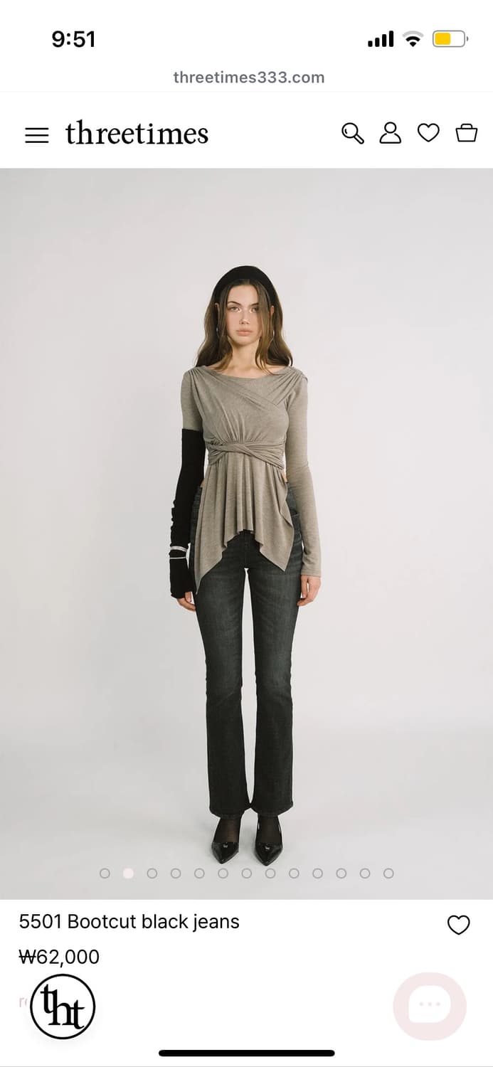 쓰리타임즈 5501 부츠컷 블랙진 상품이미지2