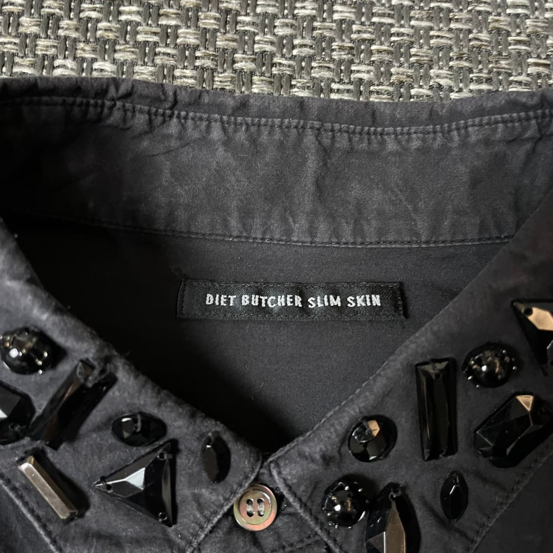 JPN 블랙 큐빅 포인트 코튼 긴팔 셔츠  상품이미지4