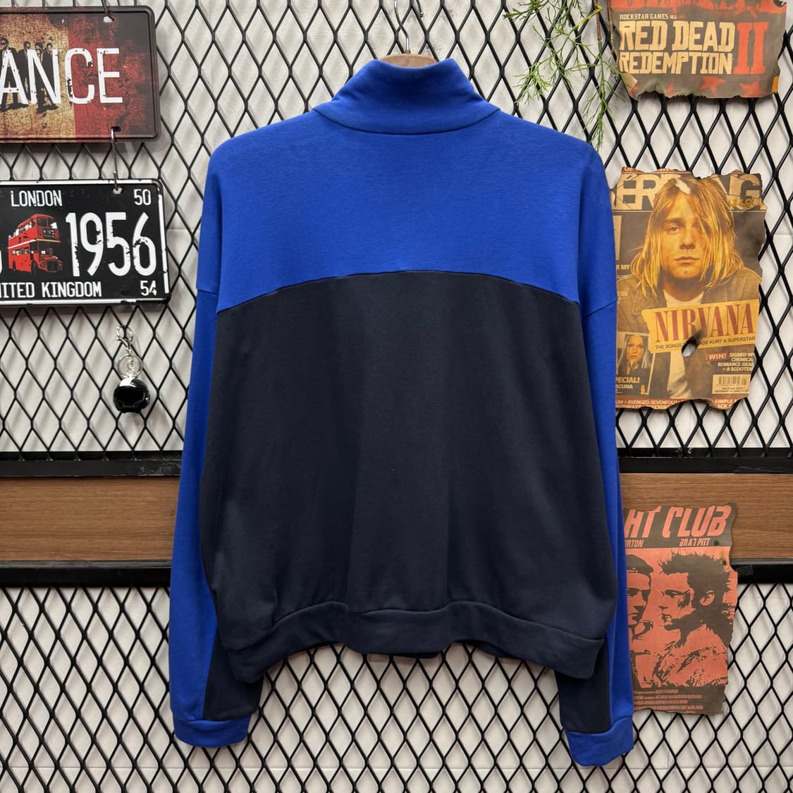 아디다스 하프집업 스웻셔츠 전면 로고 포인트 네이비 블루 상품이미지2