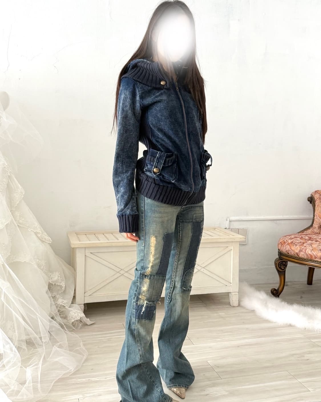 Joey Patchwork Bootcut Denim Pants 상품이미지8