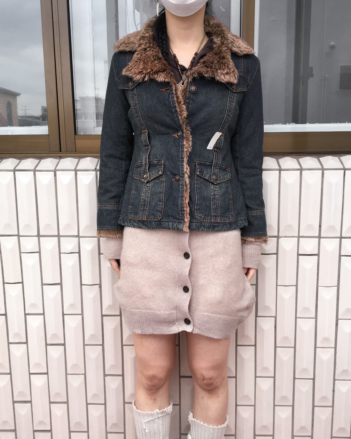 Belted fake fur trimming denim jacket 상품이미지8