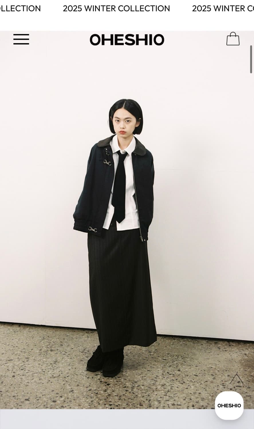 오헤시오 스트라이프 슬릿 롱스커트 브라운 상품이미지3