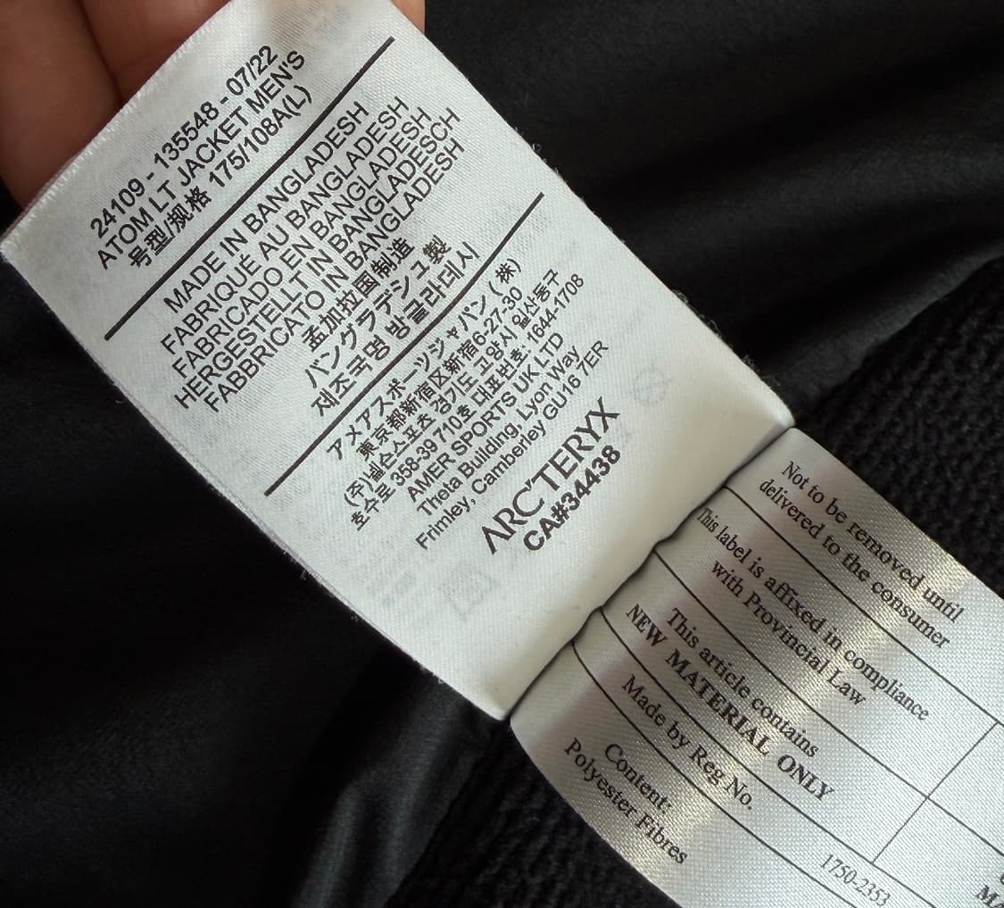 아크테릭스 아톰 LT 자켓 L 사이즈  상태 8.8/10  사진찍고 절대 상품이미지4