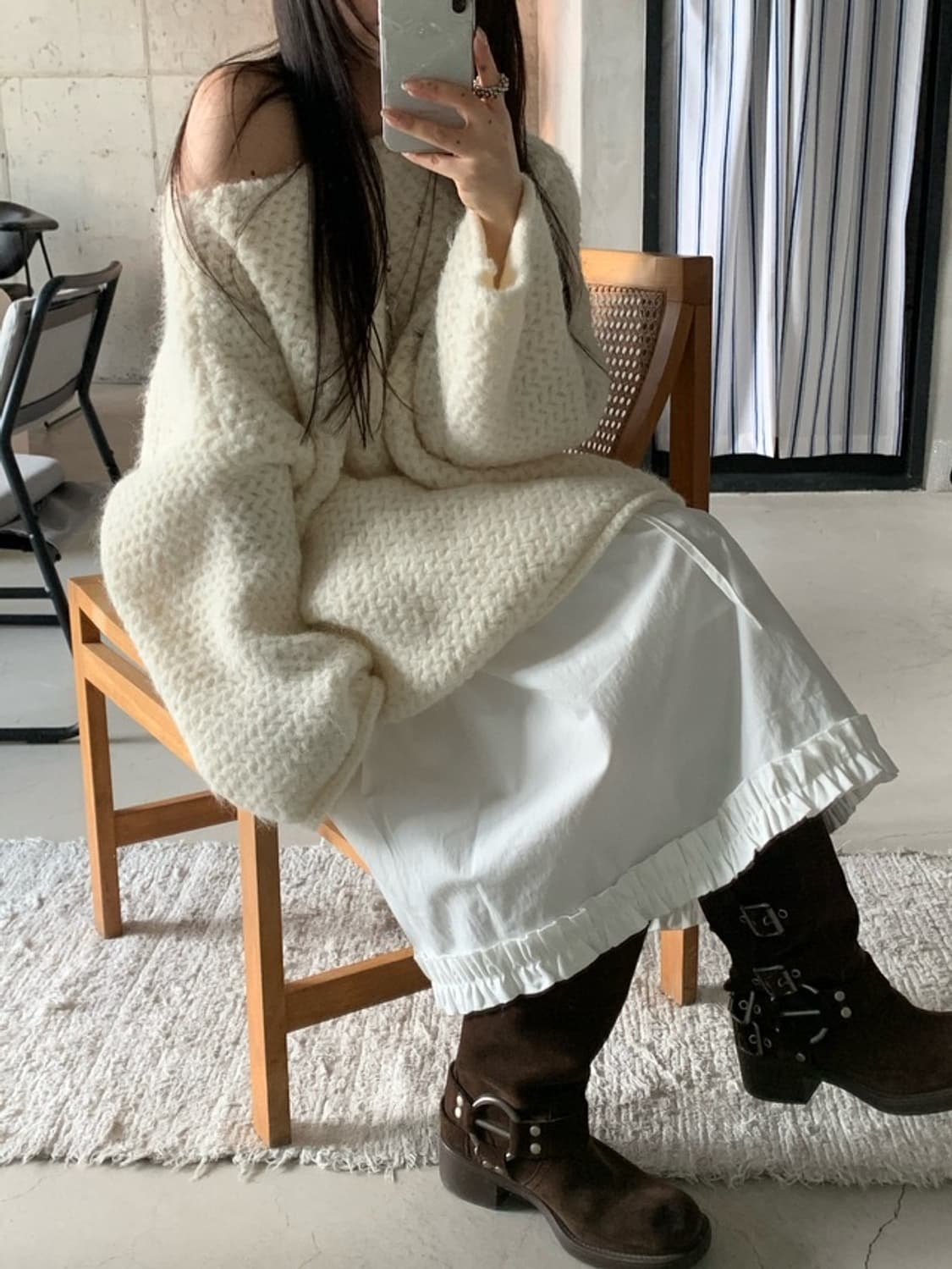 피핀샵 Becky Shoulder Over Knit 상품이미지1