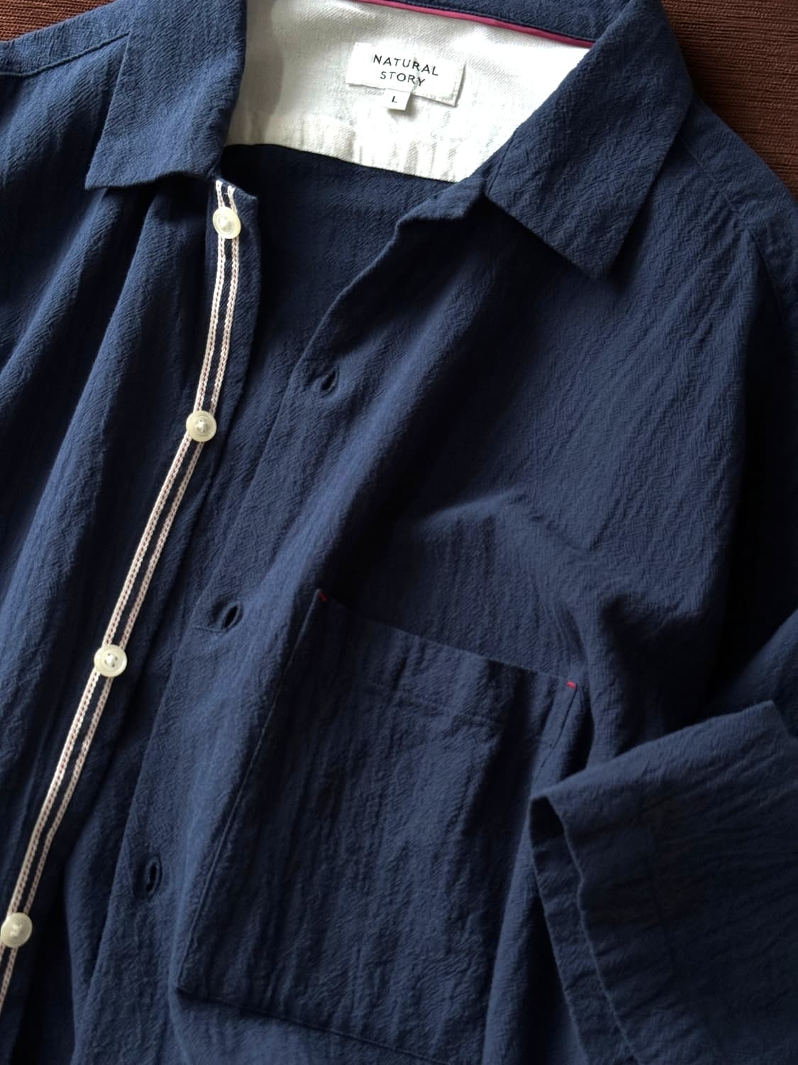 Natural cotton woven fabric H/S shirt 상품이미지2