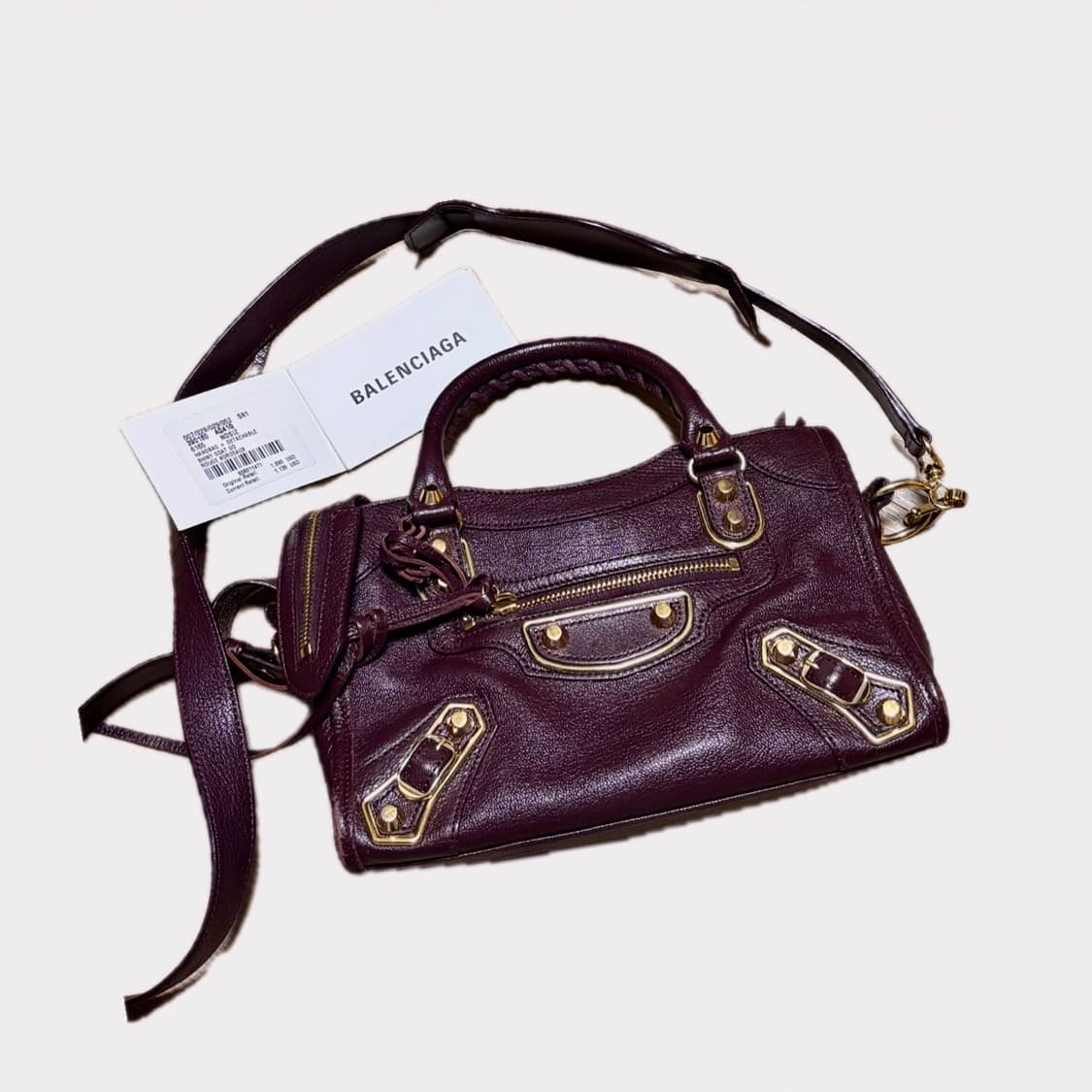 발렌시아가 모터백 시티백 미니 버건디 상품이미지2