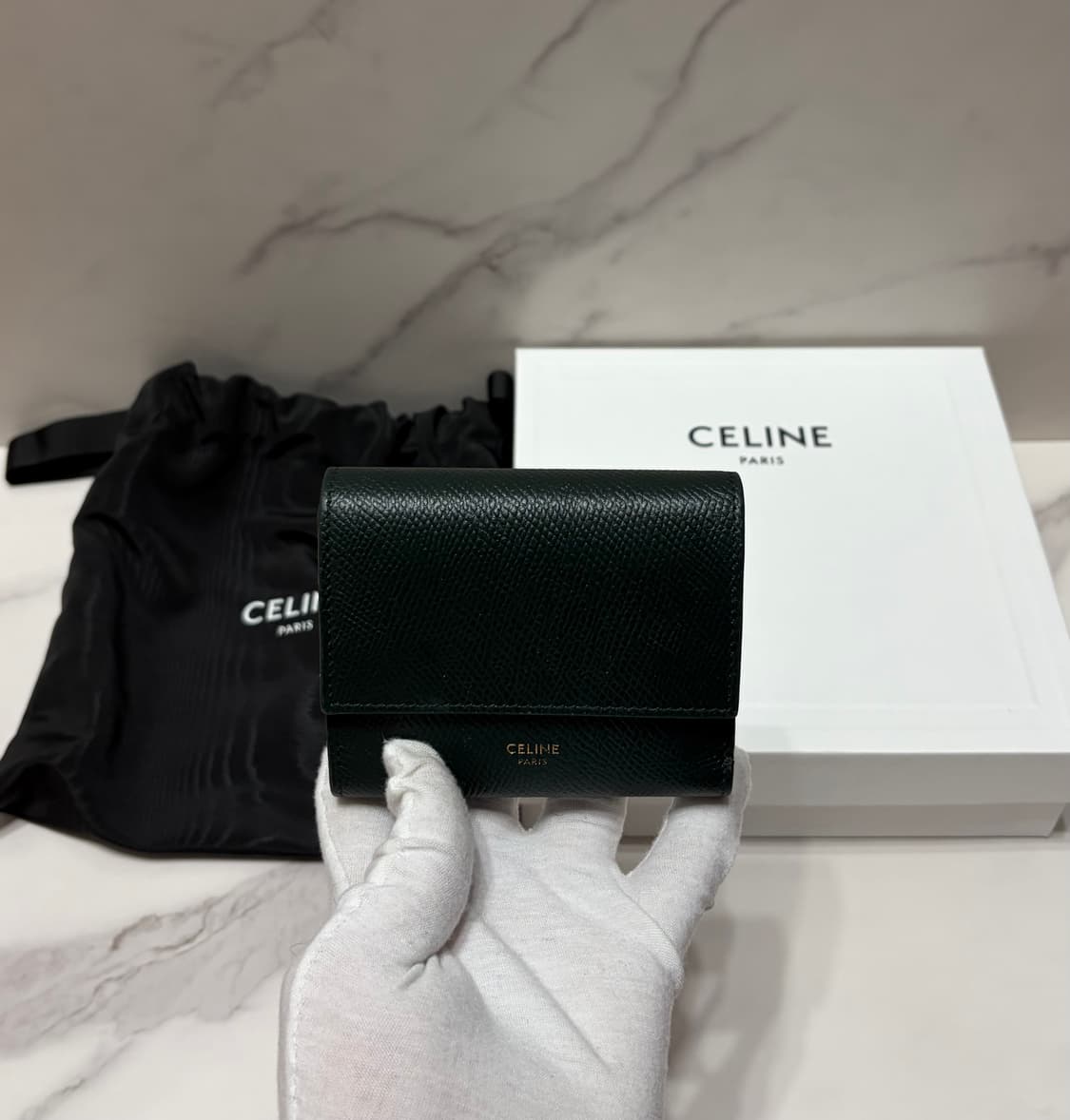 [정품] S급 셀린느 트라이폴드 중지갑 올리브 상품이미지1