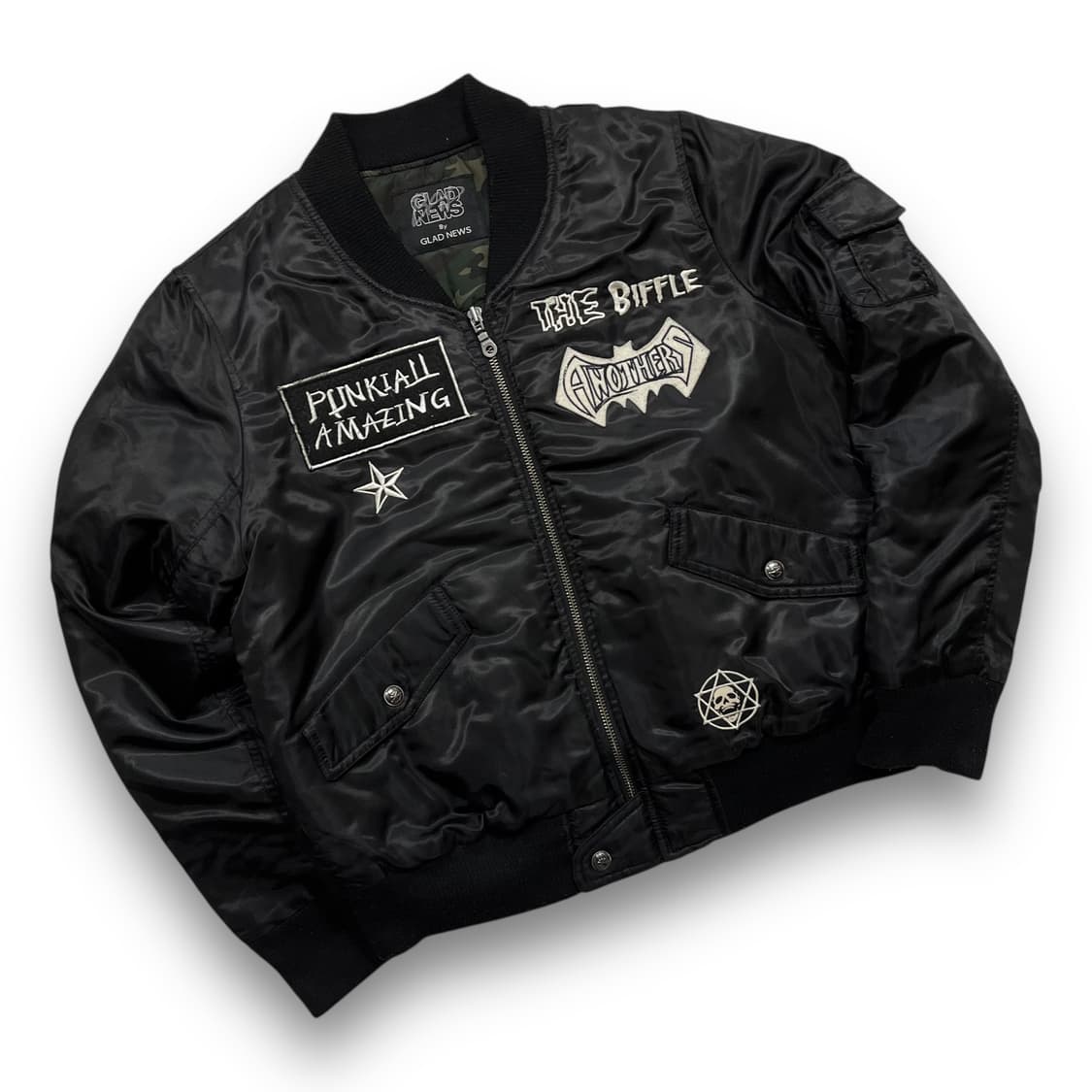 글래드 뉴스 펑크 스컬 패치 딥 다크 봄버 자켓  상품이미지1