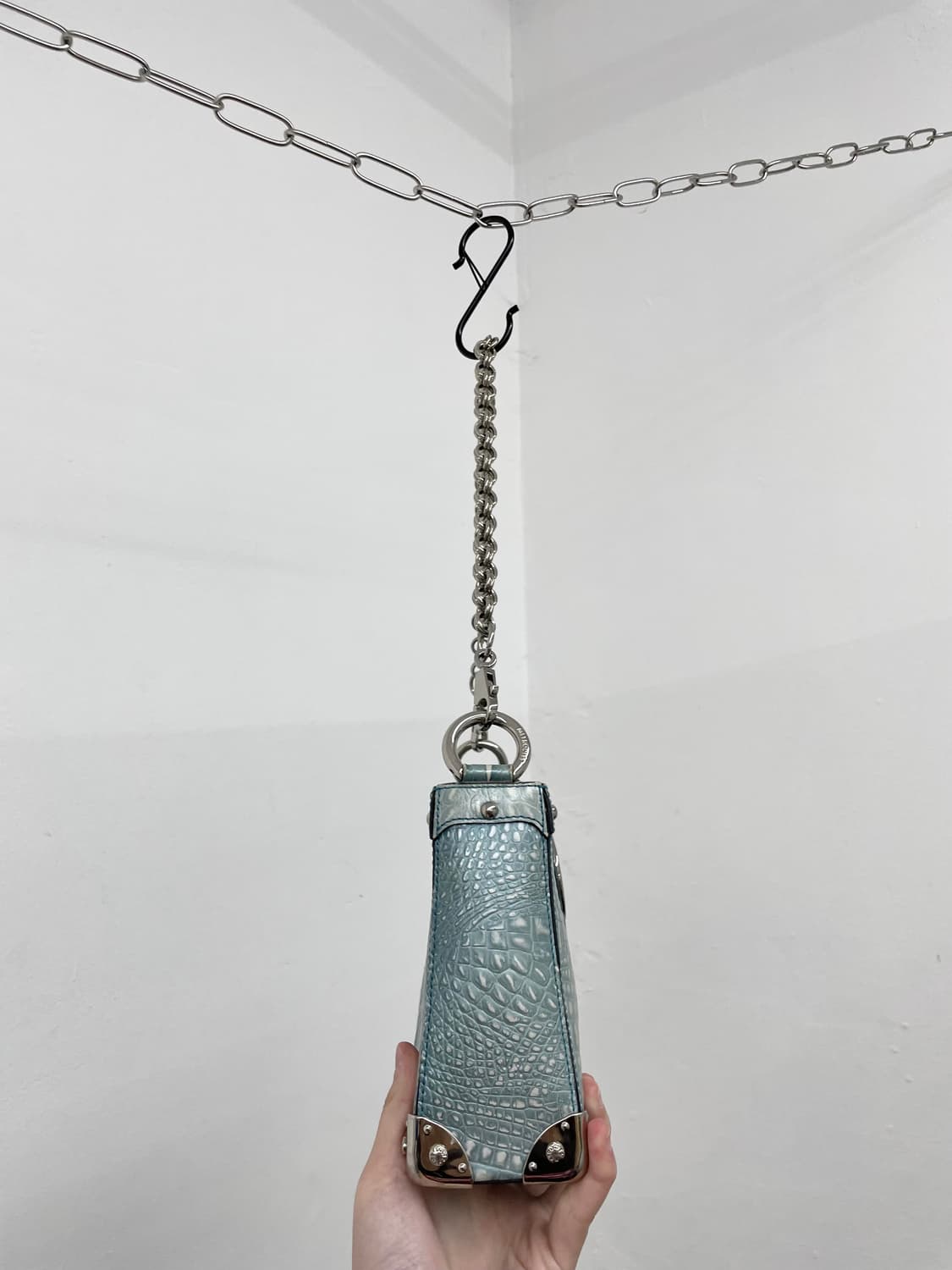 메트로시티 민트 크로커다일 은장 체인백 *레어 상품이미지4