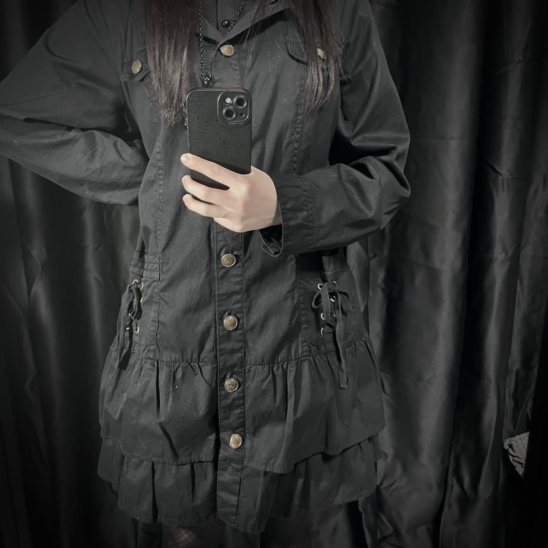 갸루펑크 금장 후드 원피스 자켓 y2k 상품이미지1