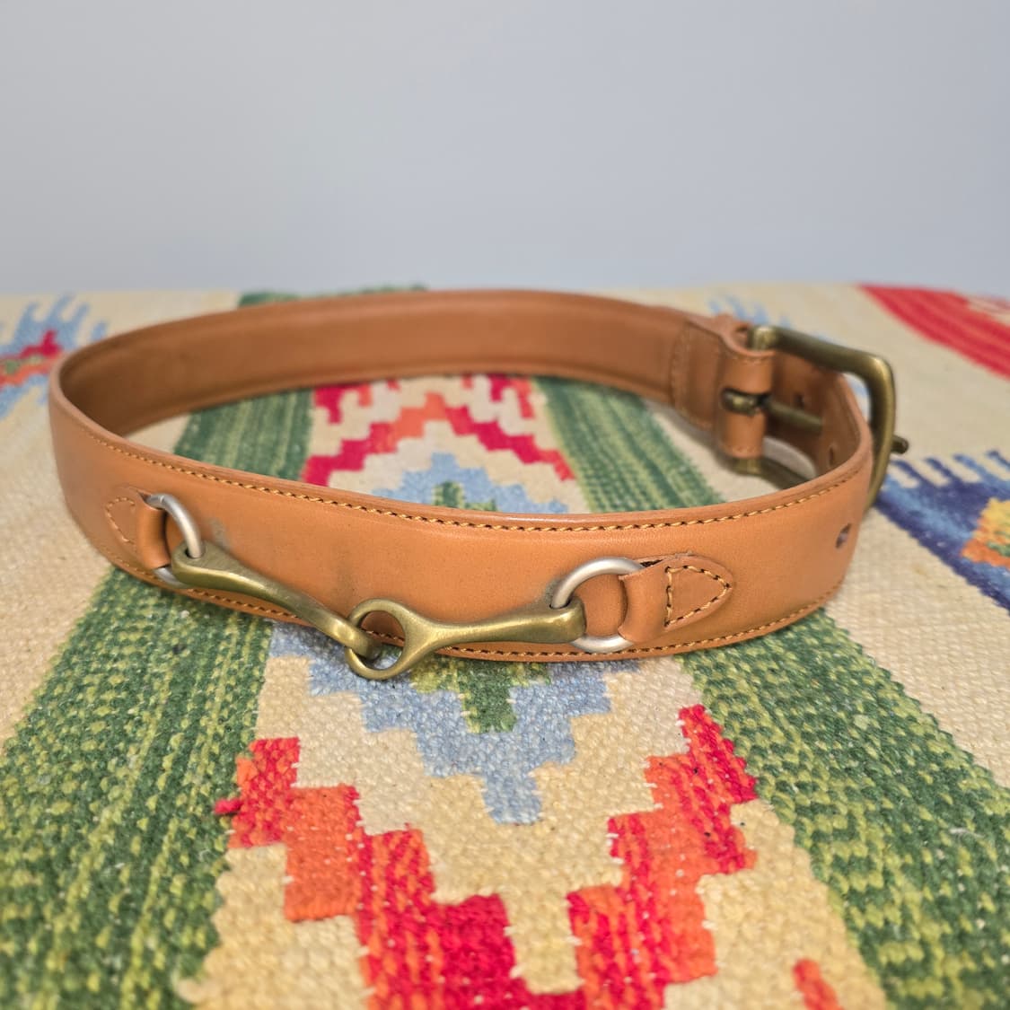 Vintage 90s 카우레더 홀스빗 솔리드브레스(황동)버클 벨트 27 상품이미지2