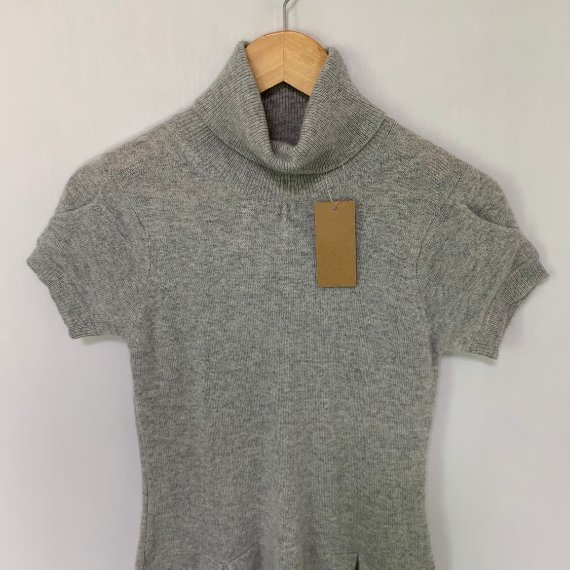 캐시미어 100 터틀넥 반팔 니트 플리츠 미니 원피스 레이어드 탑 상품이미지6