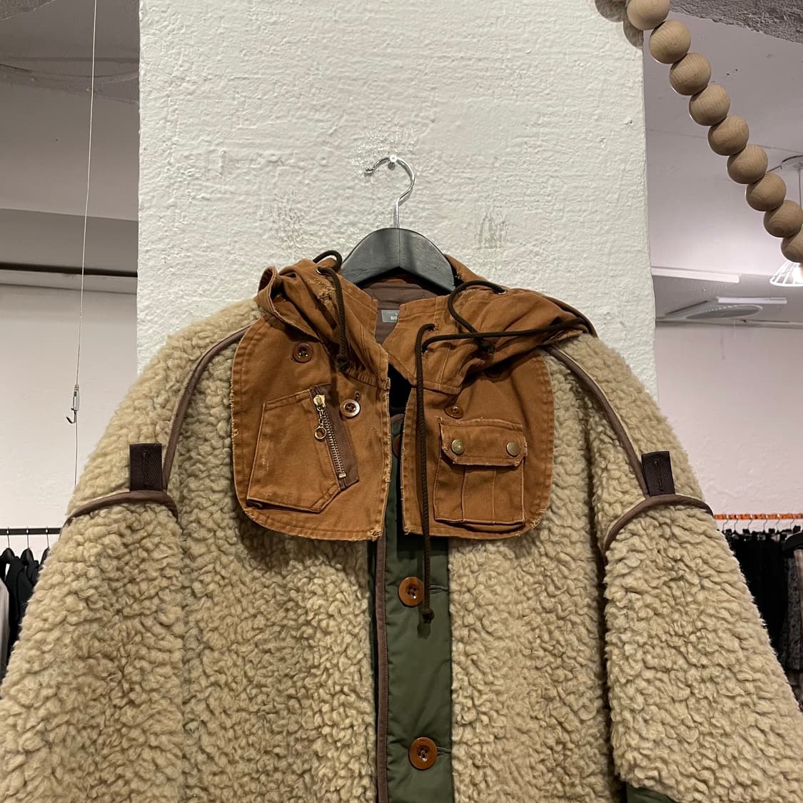  컬러 후드 디테일 오버사이즈 후리스 자켓 상품이미지2