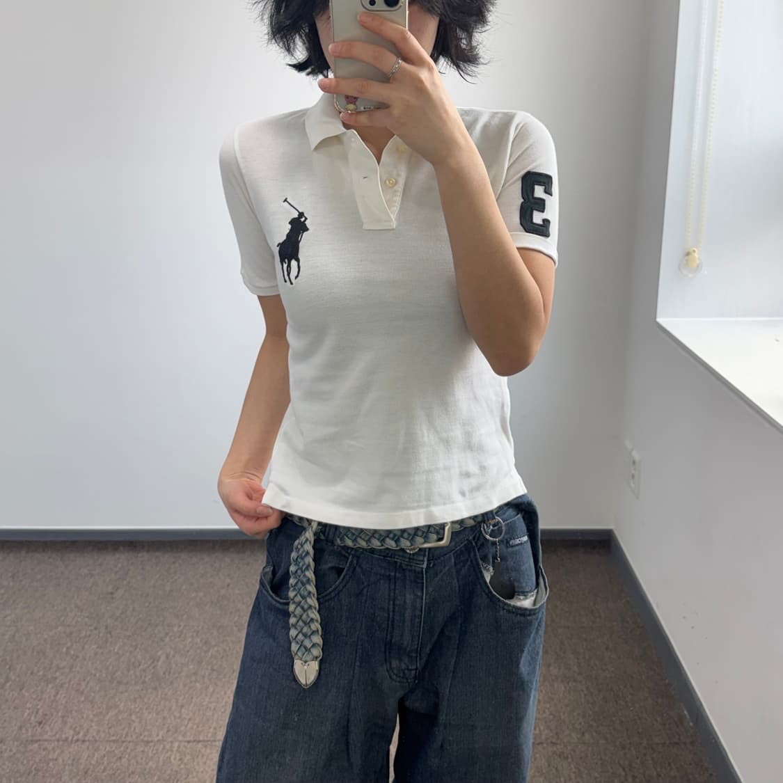 Polo 폴로 블랙 빅포니 아이보리 카라 반팔 상품이미지2