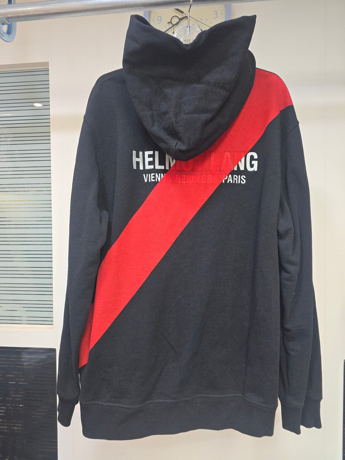 헬무트 랭 블랙/레드 스트라이프 후드티 상품이미지2