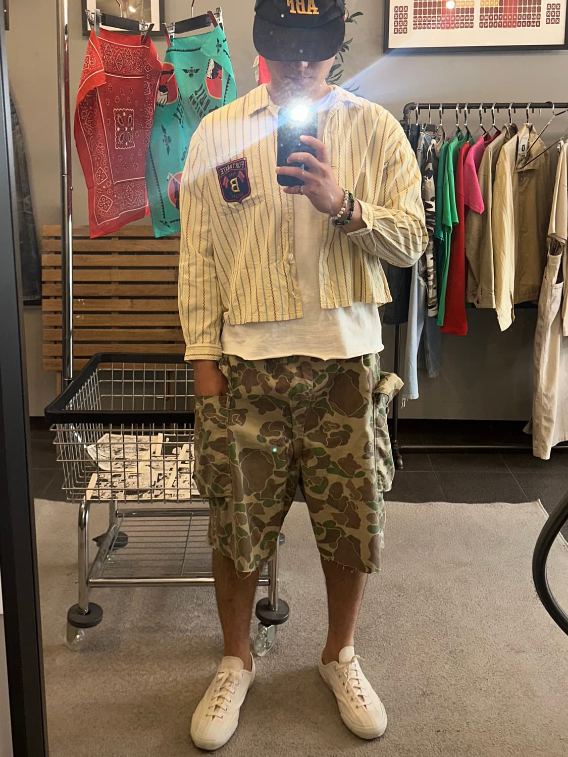Japanese stripe pattern patch shirt 상품이미지7