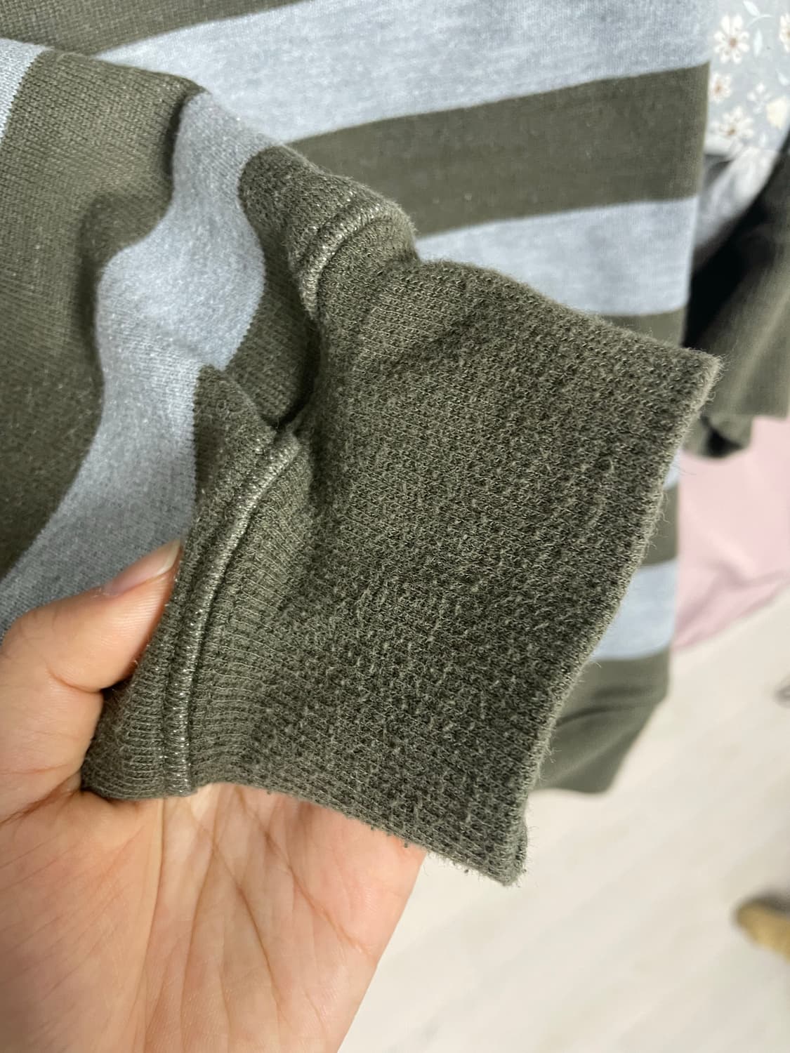 웹하우스 웹 베이비 스트라이프 후드 집업 - 그레이/카키 상품이미지2