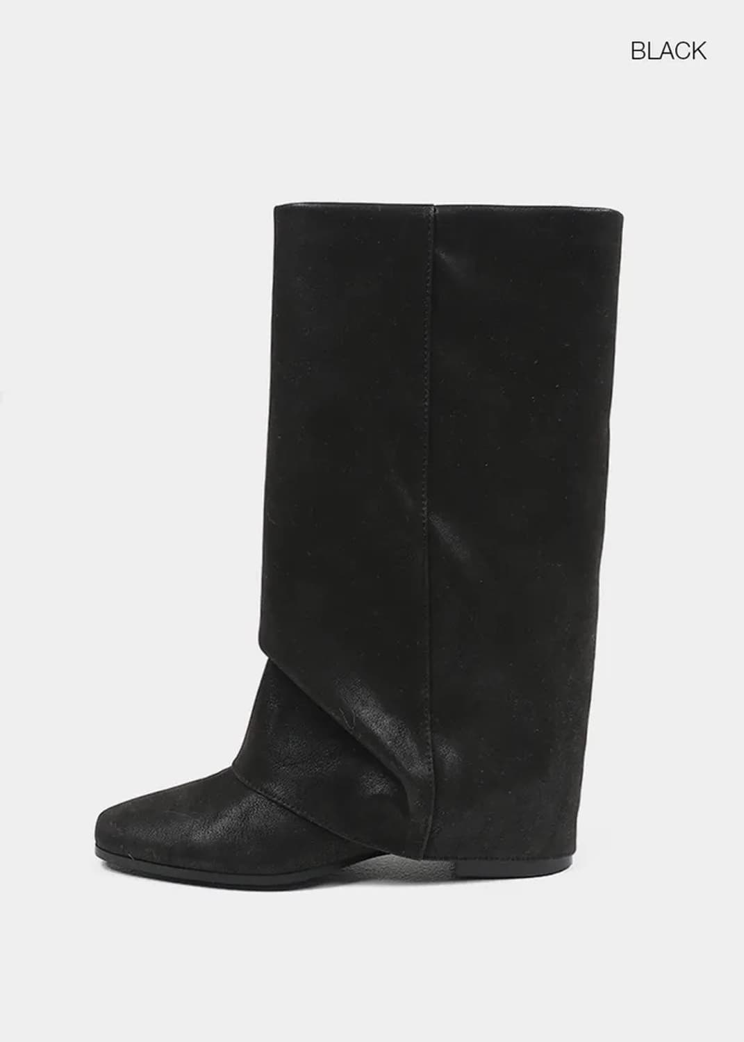 블랙업 레더 미들 폴딩 부츠 블랙 235 상품이미지1