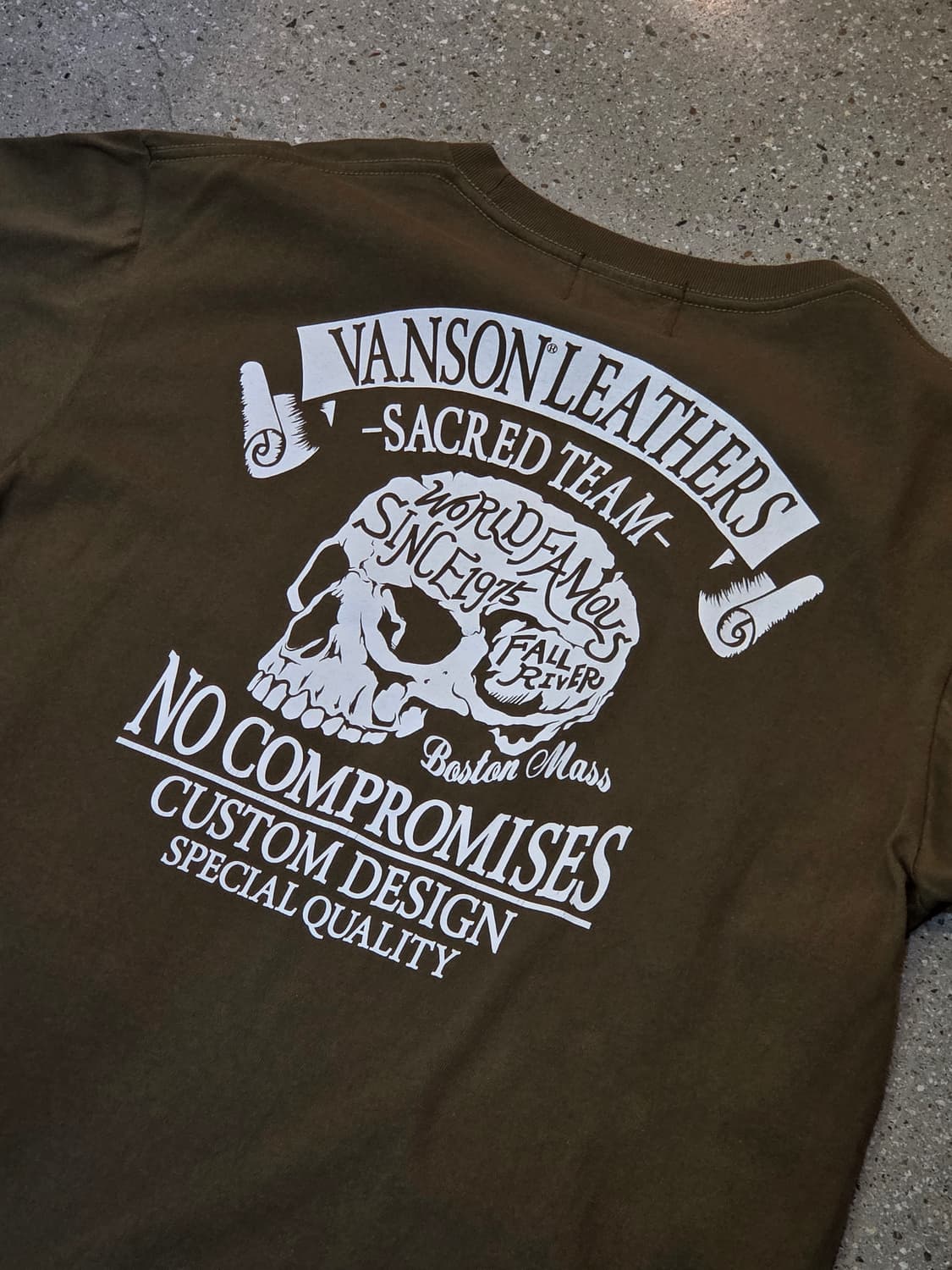 Vanson 밴슨 스컬 해골 카키 반팔티 상품이미지1