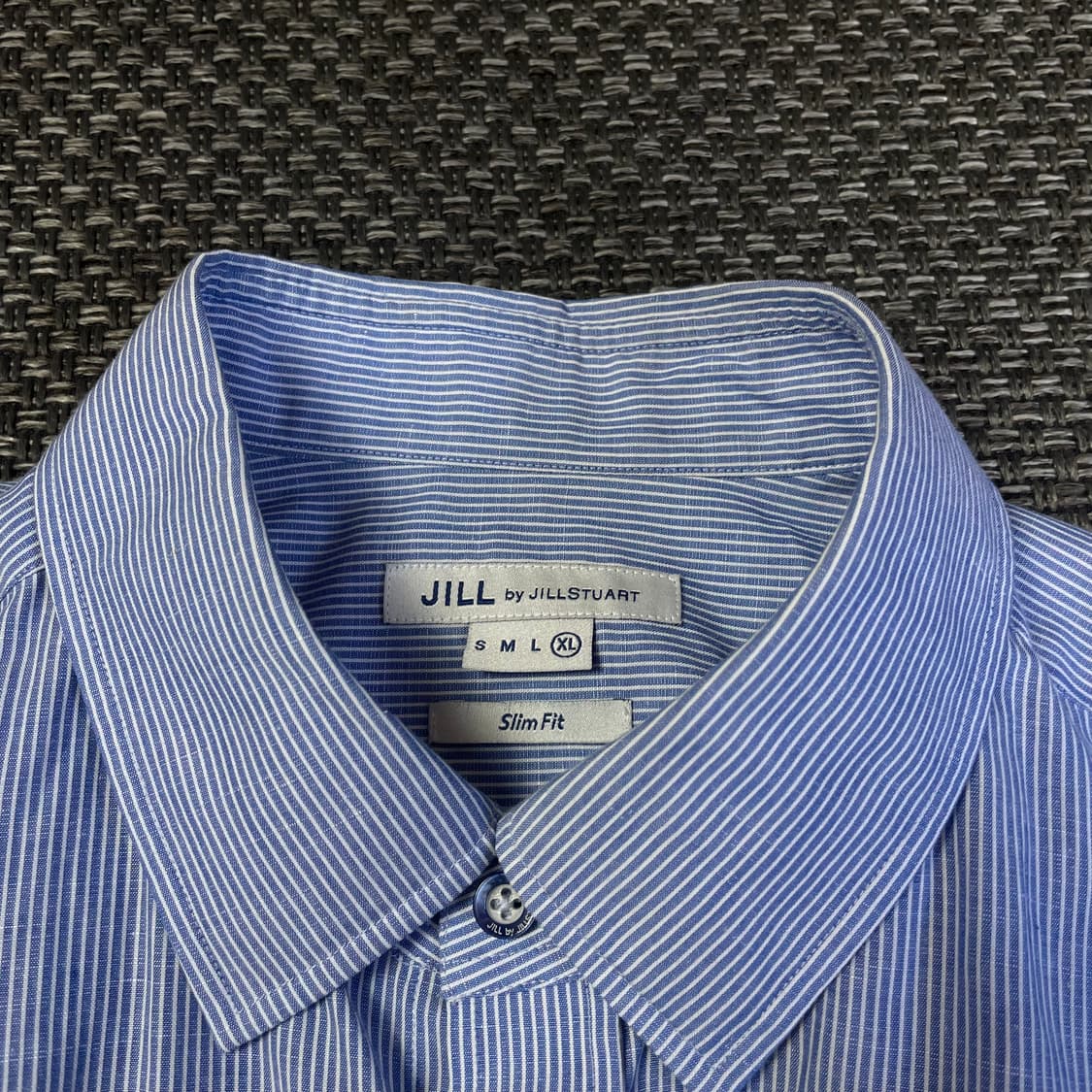 질스튜어트 블루 스트라이프 반팔 셔츠 슬림핏 XL 상품이미지4