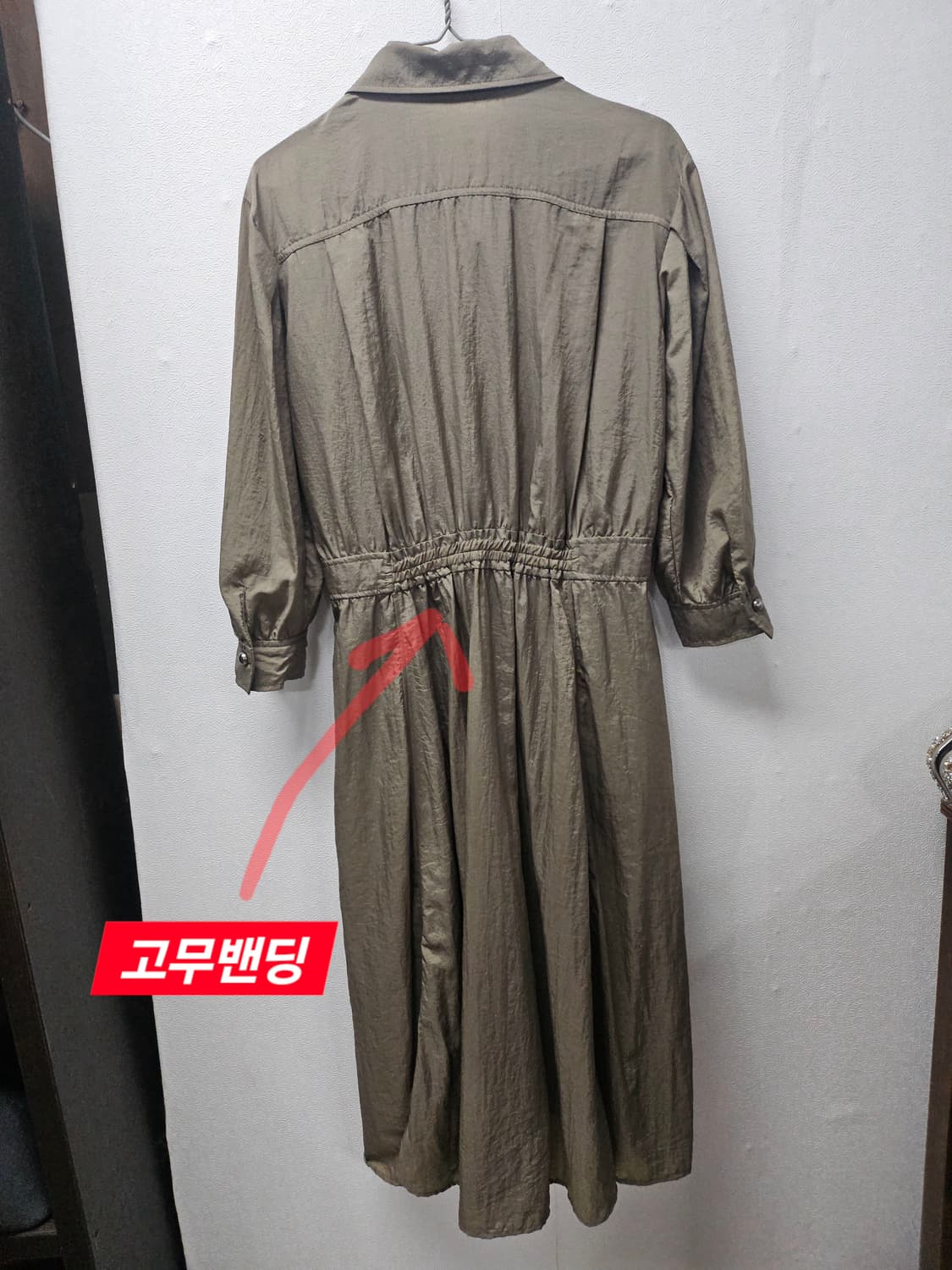 A t G  카키색 바지락 반팔 원피스  55  매우얇음 상품이미지5