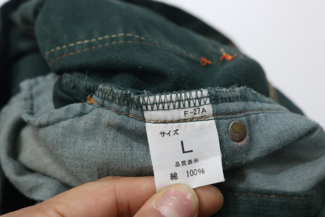 빈티지 재팬 메이드 그린 워싱 플랩 포켓 데님 팬츠 (L) 상품이미지9