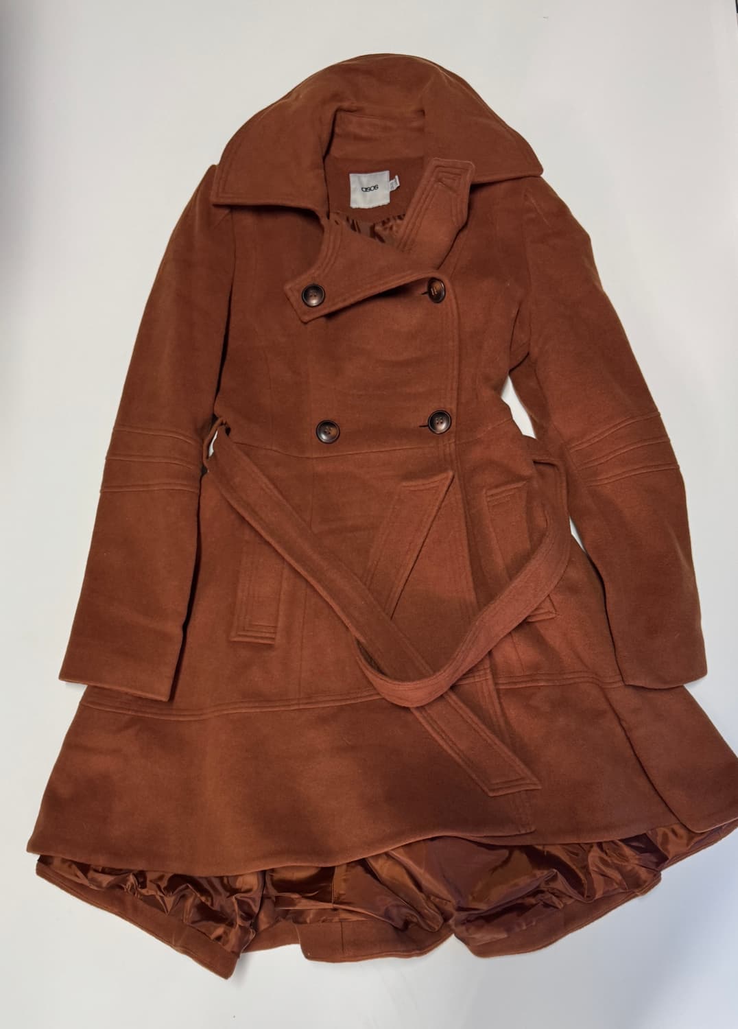 여성 아소스 Asos 벨티드 라나 울 코트 S 브라운 상품이미지1