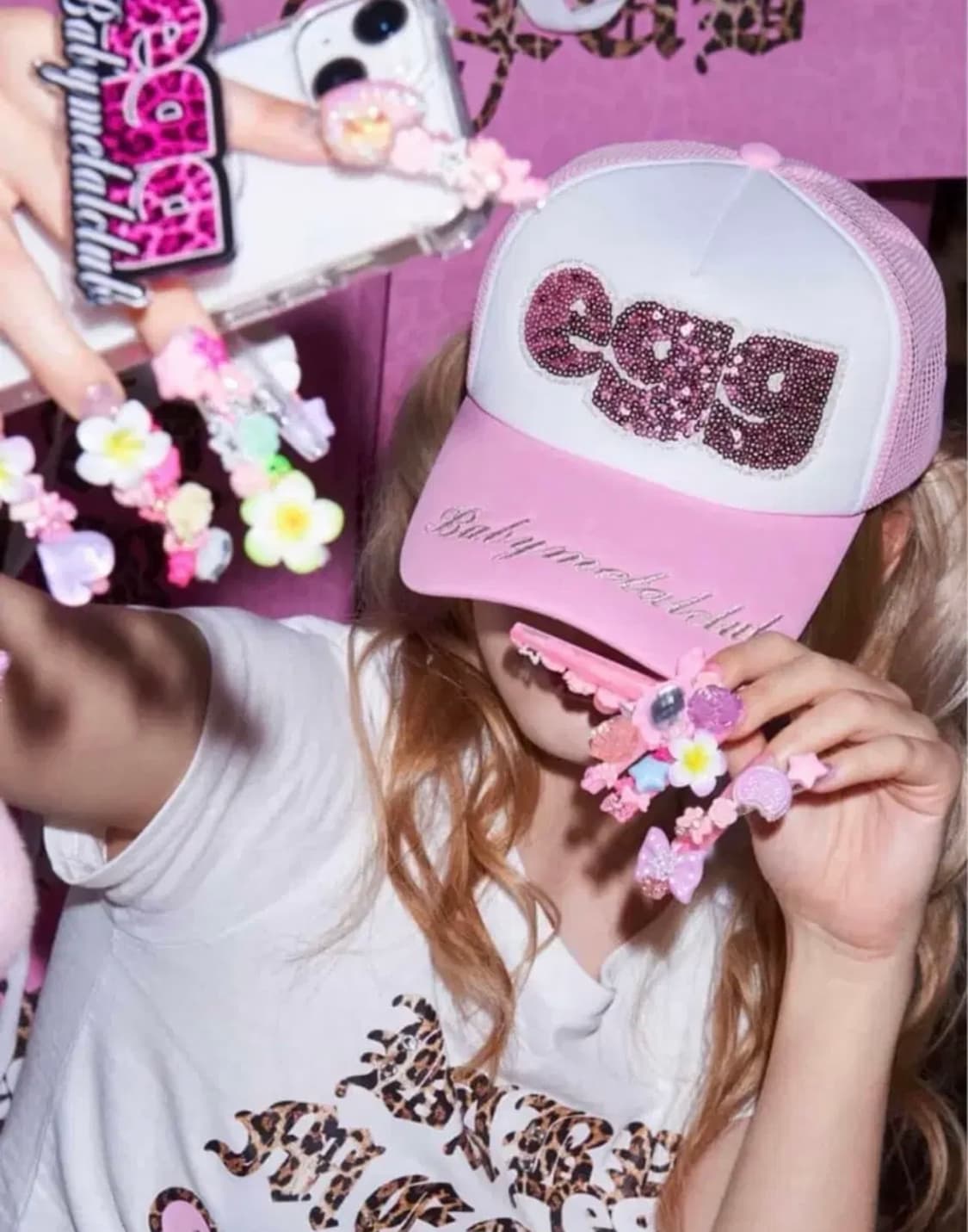 베이비메탈클럽 에그 egg 콜라보 모자 핑크 상품이미지1